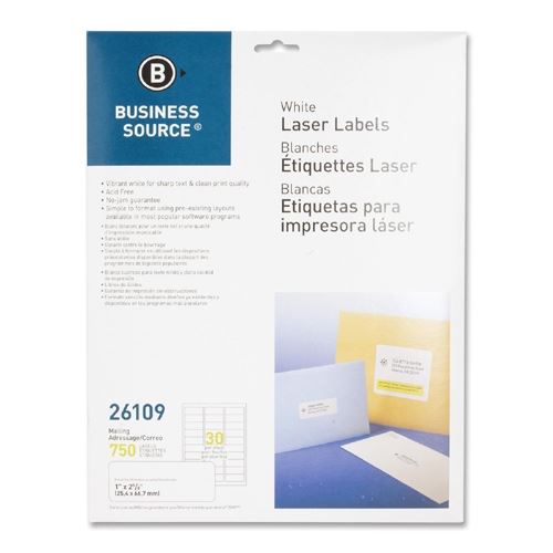 Labels 1x2.62 White Mailing 750/Pk