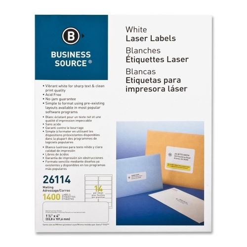 Labels 1.33x4 White Mailing 1400/Pk