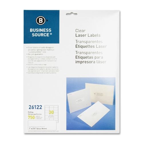 Labels 1x2.75 Clear Laser Mailing 750/Pk