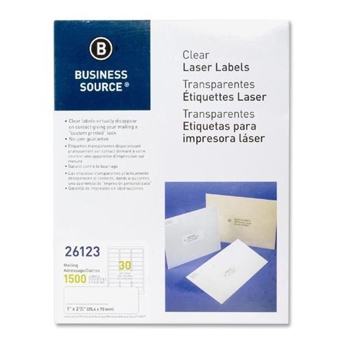 Labels 1x2.75 Clear Laser Mailing 1500/Pk