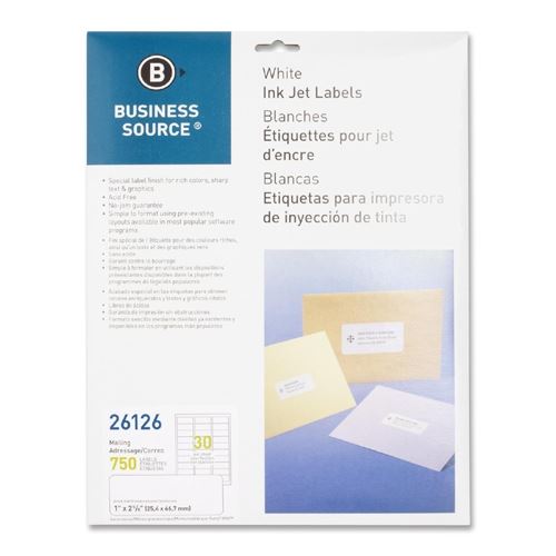 Labels 1x2.62 White Ink Jet Mailing 750/Pk
