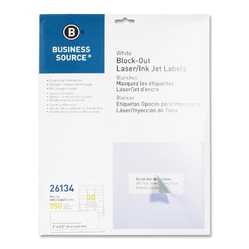 Labels 1x2.62 Block Out Mailing 750/Pk