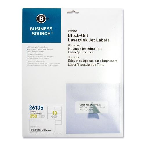 Labels 2x4 Block Out Shipping 250/Pk