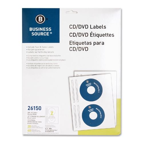 Labels Premium Glossy CD/DVD White 20/Pk