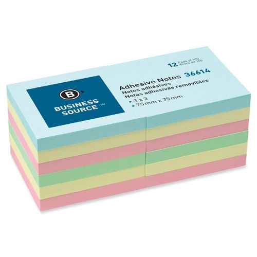 Pads 3x3 Pastel Colours Adhesive Notes 12/Pk
