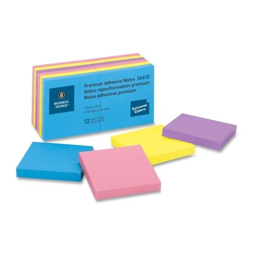 Pads 3x3 Extreme Colours Adhesive Notes 12/Pk