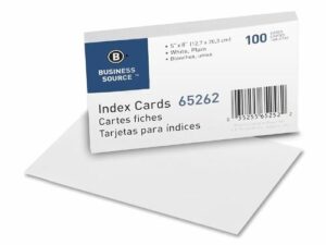 Index Cards White Plain 5x8 100/Pk