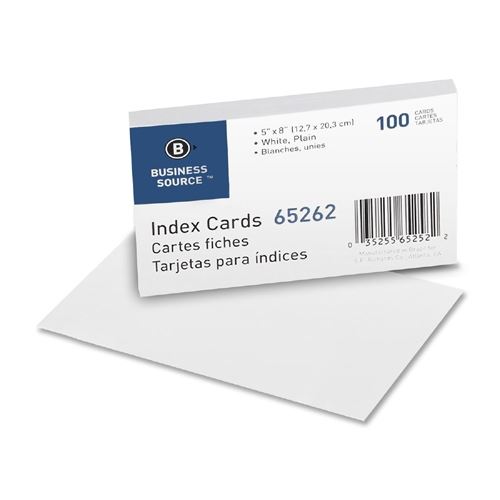 Index Cards White Plain 5x8 100/Pk