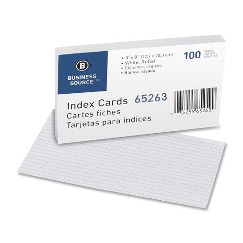Index Cards White Ruled 5x8 100/Pk