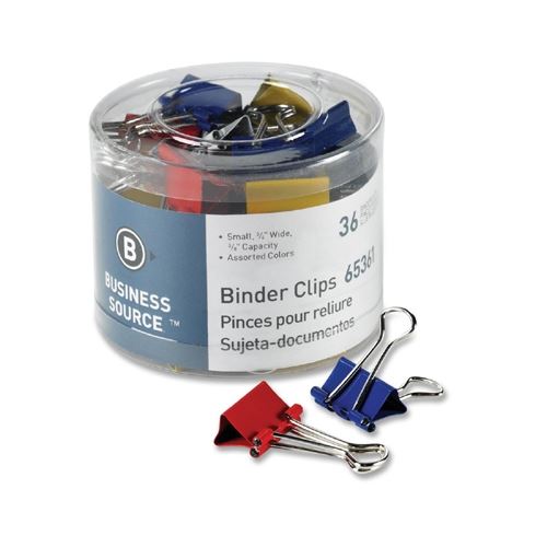 Clips Binder Small (3/4" W) 3/8" 36/Pk Colours