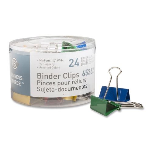 Clips Binder Medium (1 1/4" W) 5/8" 24/Pk Colours