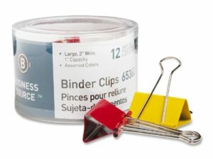 Clips Binder Large (2" W) 1" 12/Pk Colours