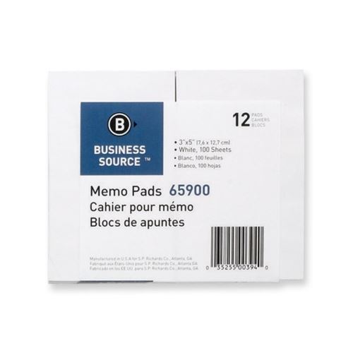 Memo Pads 3x5 White Plain 100sht. Pk.12